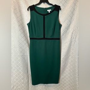 Beautiful Charter Club green & black sheath dress. Size 14